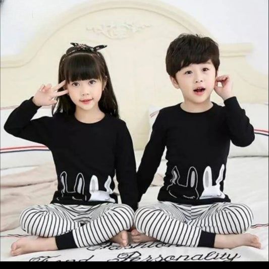 Cute Rabbit printed cotton jersey kids night suit