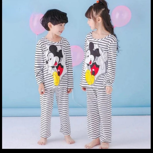 Mickey Mouse printed cotton jersey kids night suit